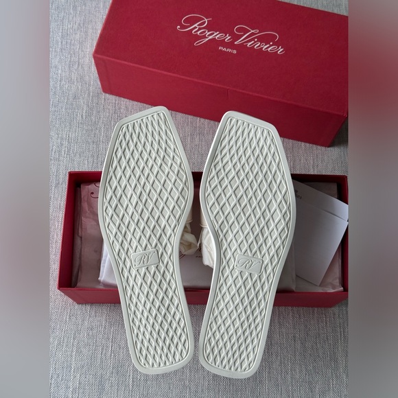 Roger Vivier white and pink leather slide sandals. New in box. Size 41. - Picture 5 of 6